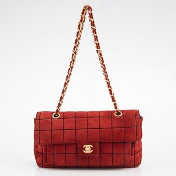 Chanel, a Suede Chocolate bar flap bag, 2000-2002.