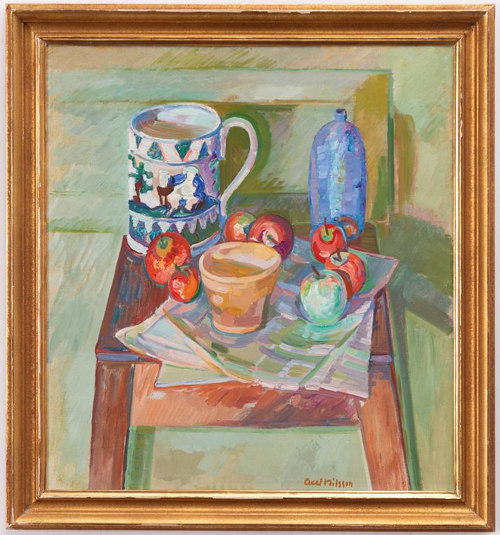 Axel Nilsson, "Nature morte med ölstop och äpplen".