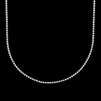 A brilliant-cut diamond straightline necklace, 3.34 cts in total.