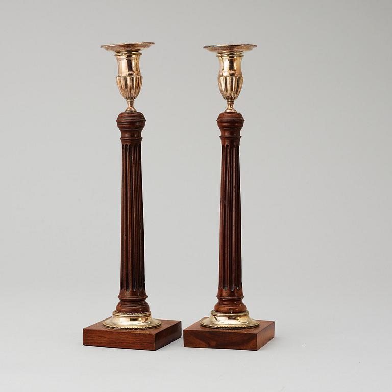 A pair of late Gustavian late 18th century candlesticks.