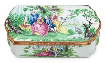 608. A Rococo 18th century enamelled snuff-box.