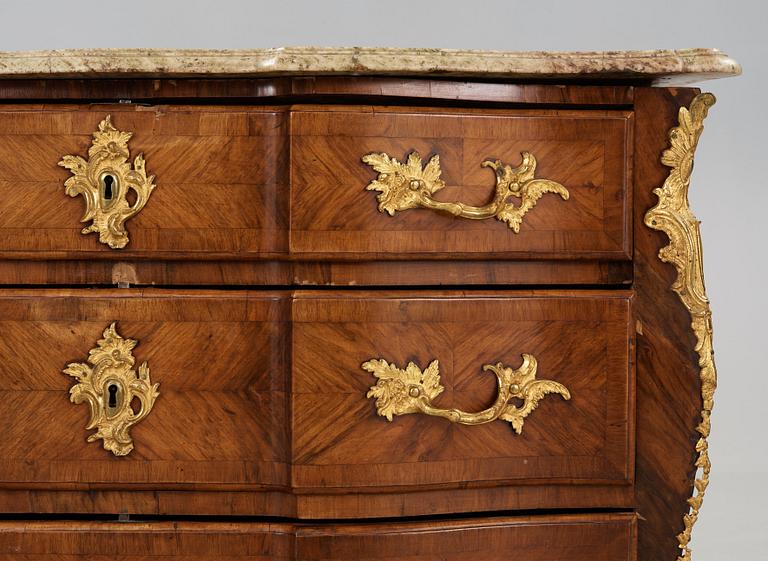 A Swedish Rococo 18th century commode attributed to Olof Martin, master in Stockholm 1736.