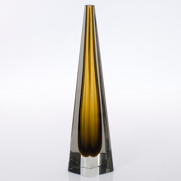 SKULPTUR, glas, "Obelisk", signerad Kaj Franck, Notsjö -61.