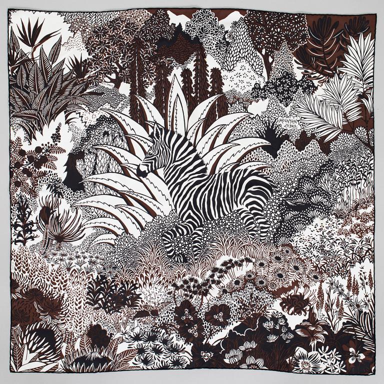 Hermès, a 'Mountain Zebra' silk scarf.