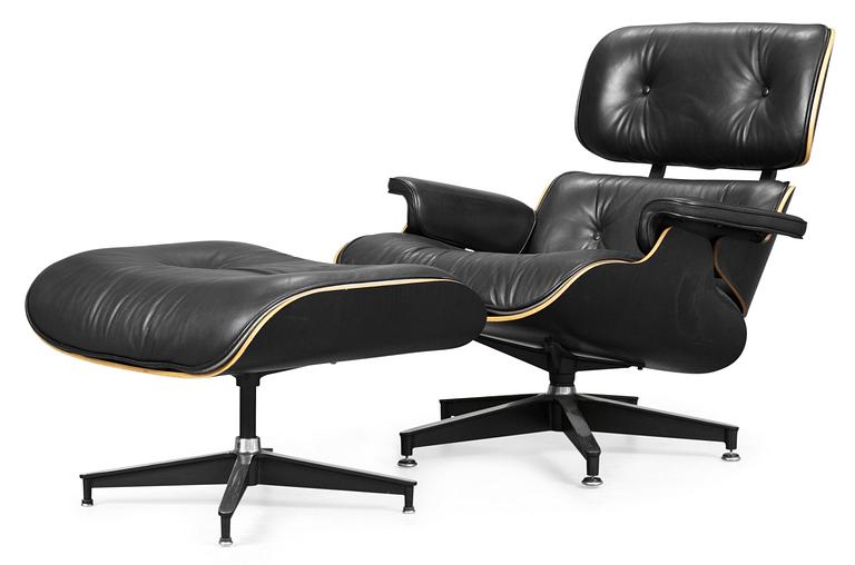 A Charles & Ray Eames Lounge Chair with Ottoman for Herman Miller, USA.