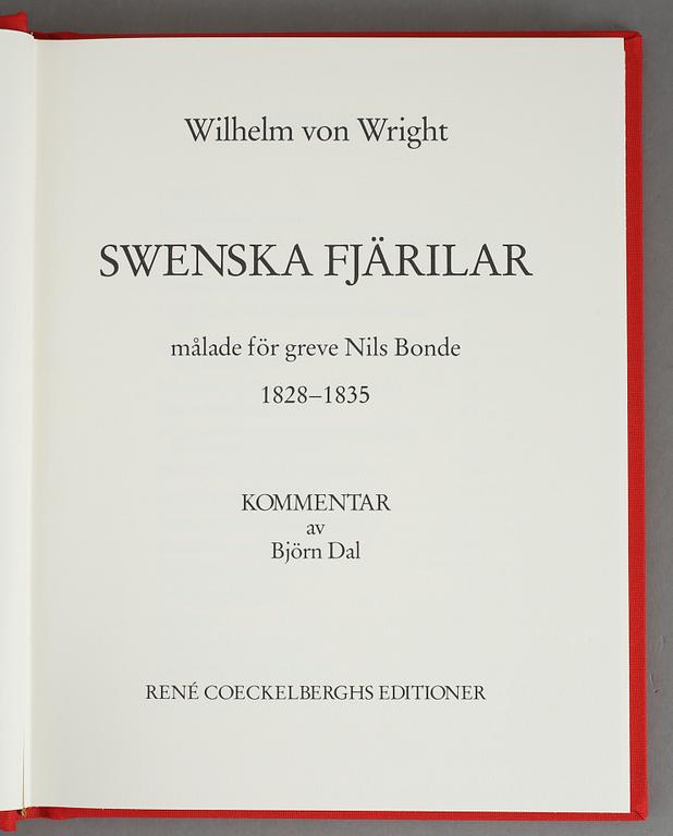 BOKBAND, Wilhelm von Wright, Swenska fjärilar, band 1-3. Rene Coeckelberghs Editioner, 1989.