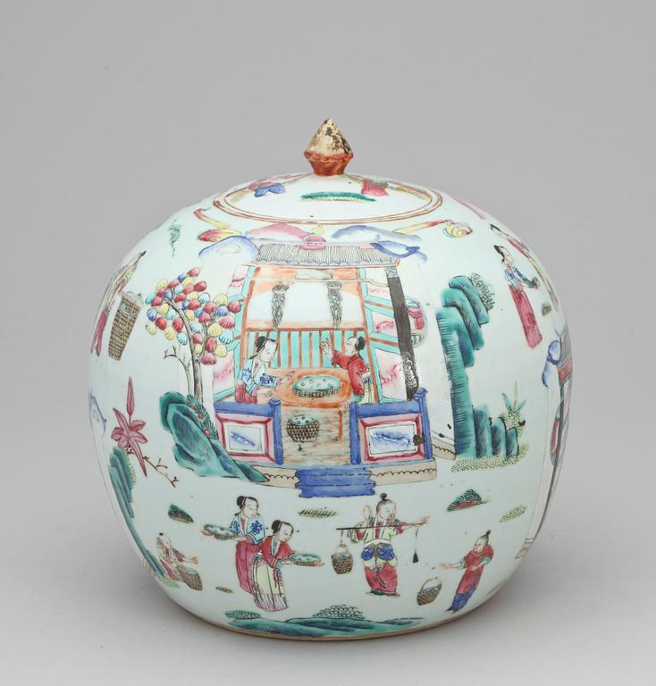 URNA MED LOCK, porslin, Kina, 1800/1900.