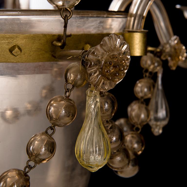 TAKARMATUR, glas och målad metall, 1800-talets slut.