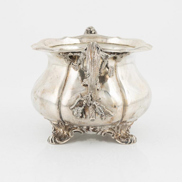 Sockerskål, silver, nyrokoko, Gustaf Möllenborg, Stockholm, 1853.