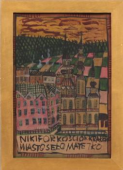 Nikifor Krynicki · NIKIFOR KRYNICKI,  blandteknik, signerad.