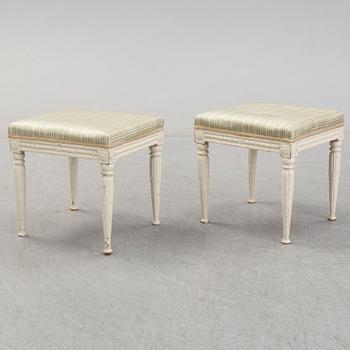 A pair of ca 1800 late Gustavian stools by Erik Öhrmark (1777-1813).