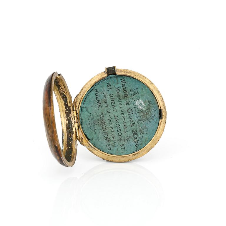 SPINDELUR, förgyllt, urverket märkt Thomas Grant, London. 1700-tal.