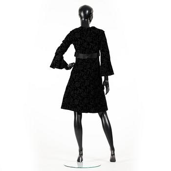 EVENING DRESS, black velvet, 1950's.