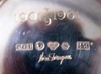 BÄGARE, 4 st, silver, 1940/50-tal. Tot vikt ca 340g.