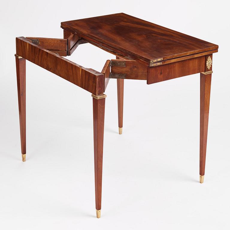 A Gustavian mahogany games table by Georg Haupt (master in Stockholm 1770-84).