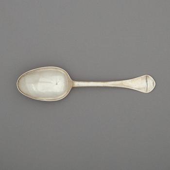 A Swedish early 18th century silver spoon, marks of Herman Hermansson, Göteborg 1705.