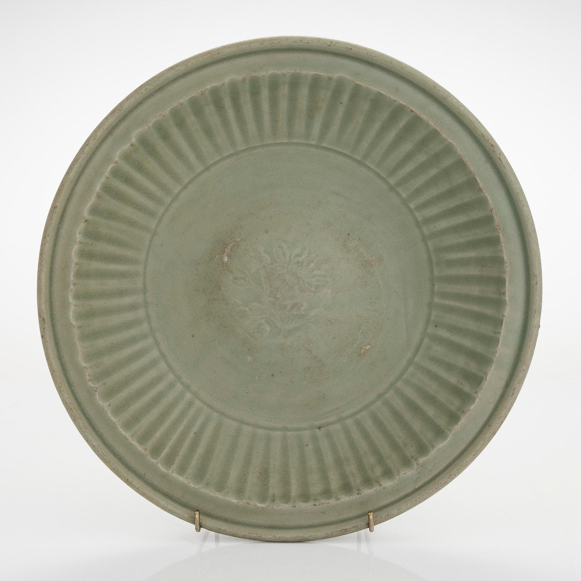 A Celadon dish, Ming dynasty (1368-1644).