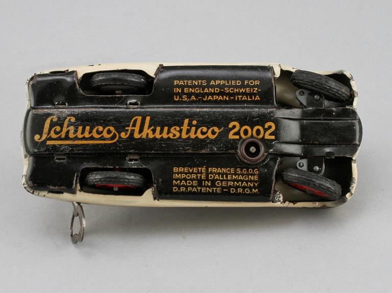 LEKSAKSBIL, plåt, Schuco Akustico 2002, omkring 1900-talets mitt.