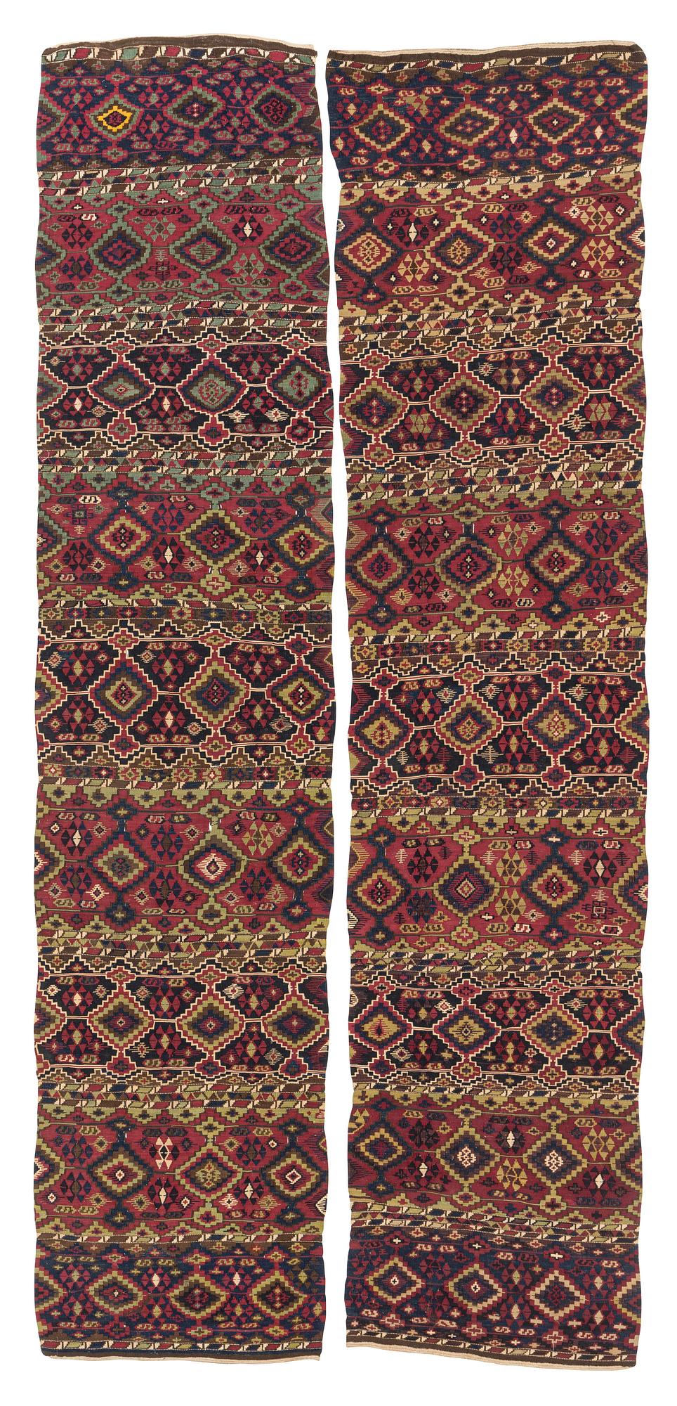 An antique part metal Malataya kilim, The Ottoman Empire, ca 340 x 153 cm.
