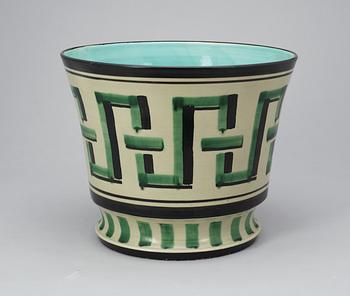 An Ewald Dahlskog faiance flowerpot, Bo Fajans/ Gefle, Sweden 1930's.