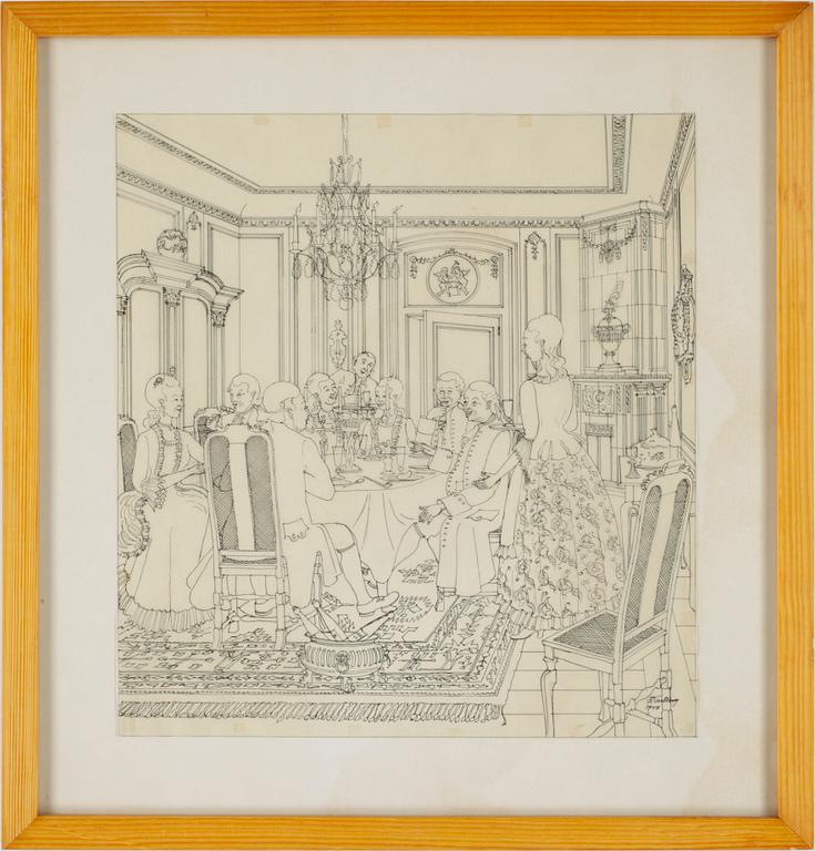 RUDOLF CARLBORG, 9 st, tuschteckningar, sign.