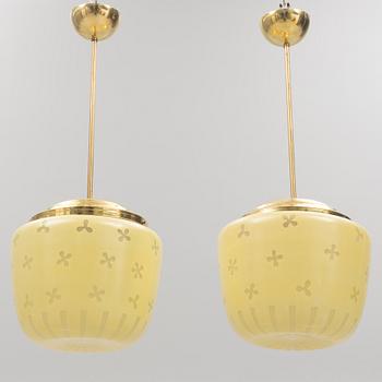 A pair of Swedish Modern ceiling lights, 1940's.