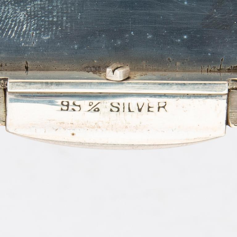 A possibly Indian 20th century silver cigarette case, weight 226 grams.