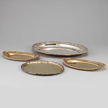 Four serving dishes, marked EP. One marked Tiffany & Co.