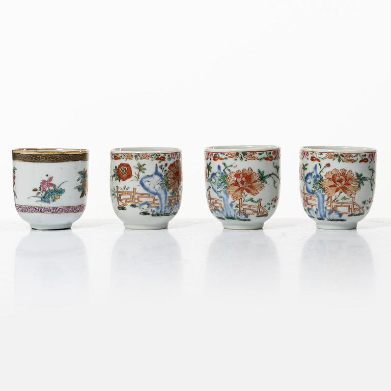 A group lot of 11 Chinese cups, Qing dynasty, Qianlong (1736-95).