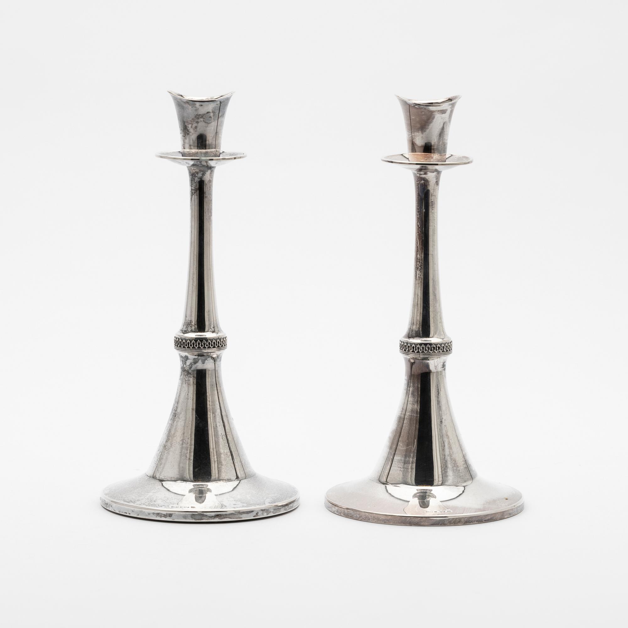 Candelsticks, a pair, silver, MGAB, Uppsala, 1964.