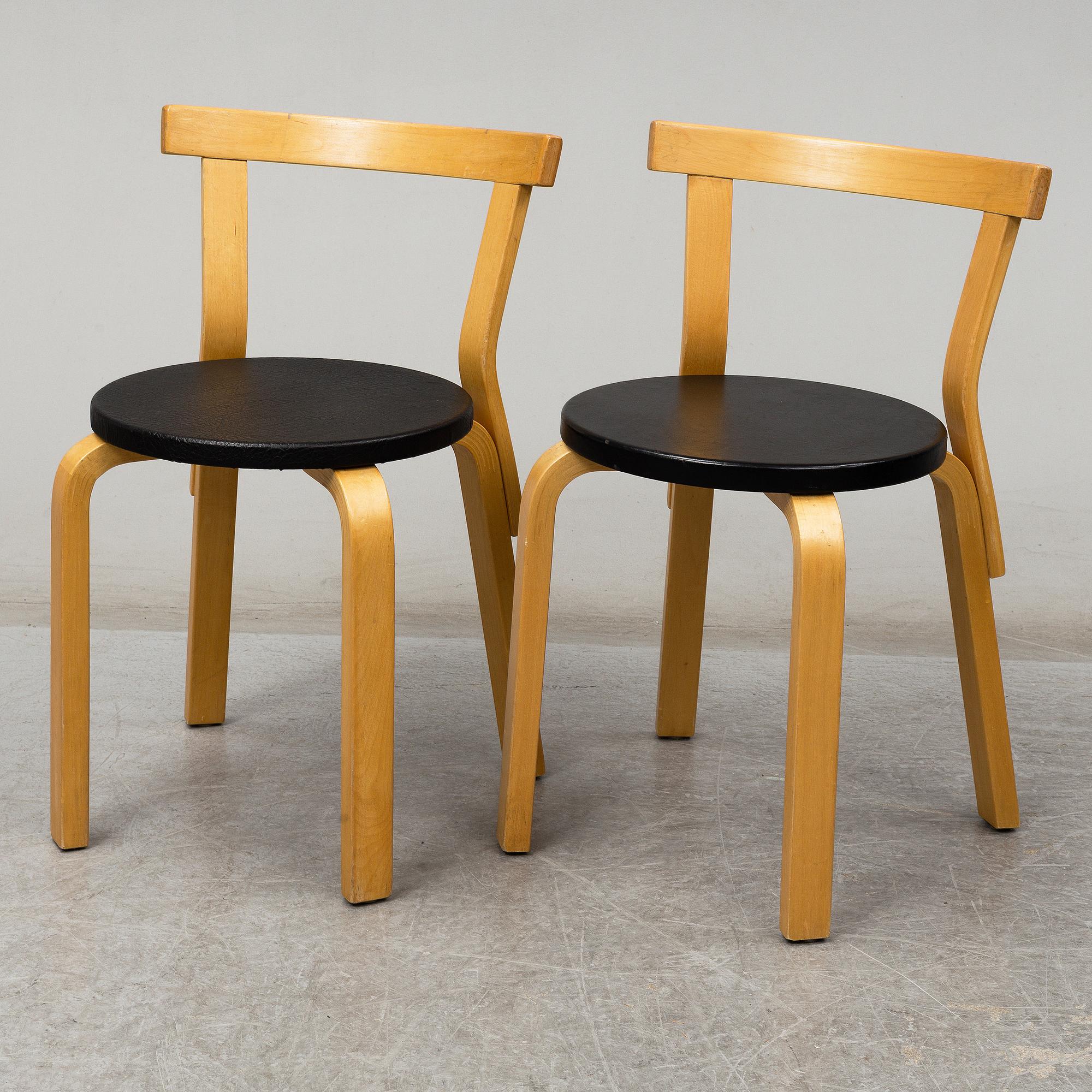 ALVAR AALTO, stolar, 5 st, modell 68, Artek, 1900-talets slut.