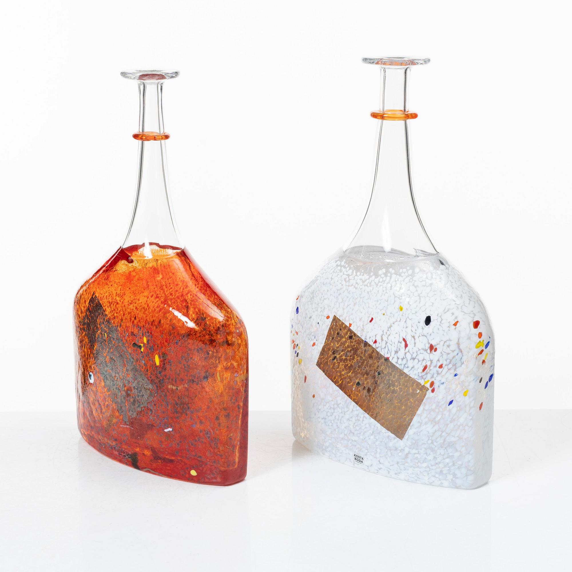 Bertil Vallien, vaser, 5 st, glas, "Satellite", Kosta Boda.