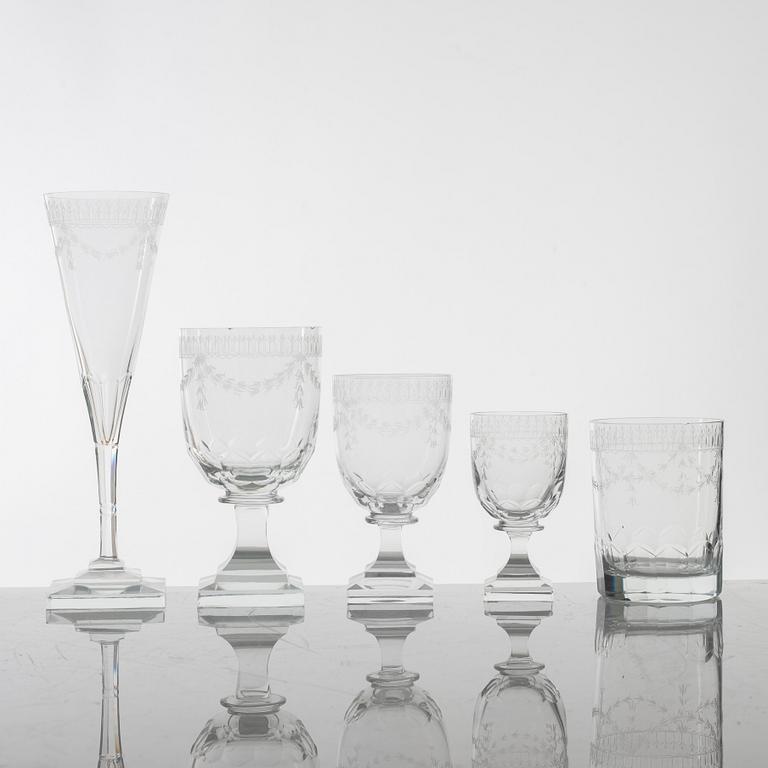 A 138-piece gustavian-style glass service, 20th century.