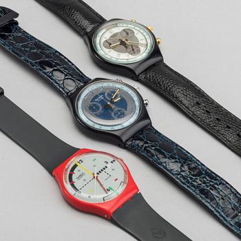 ARMBANDSUR, 3 st, samt en BOK, SWATCH.