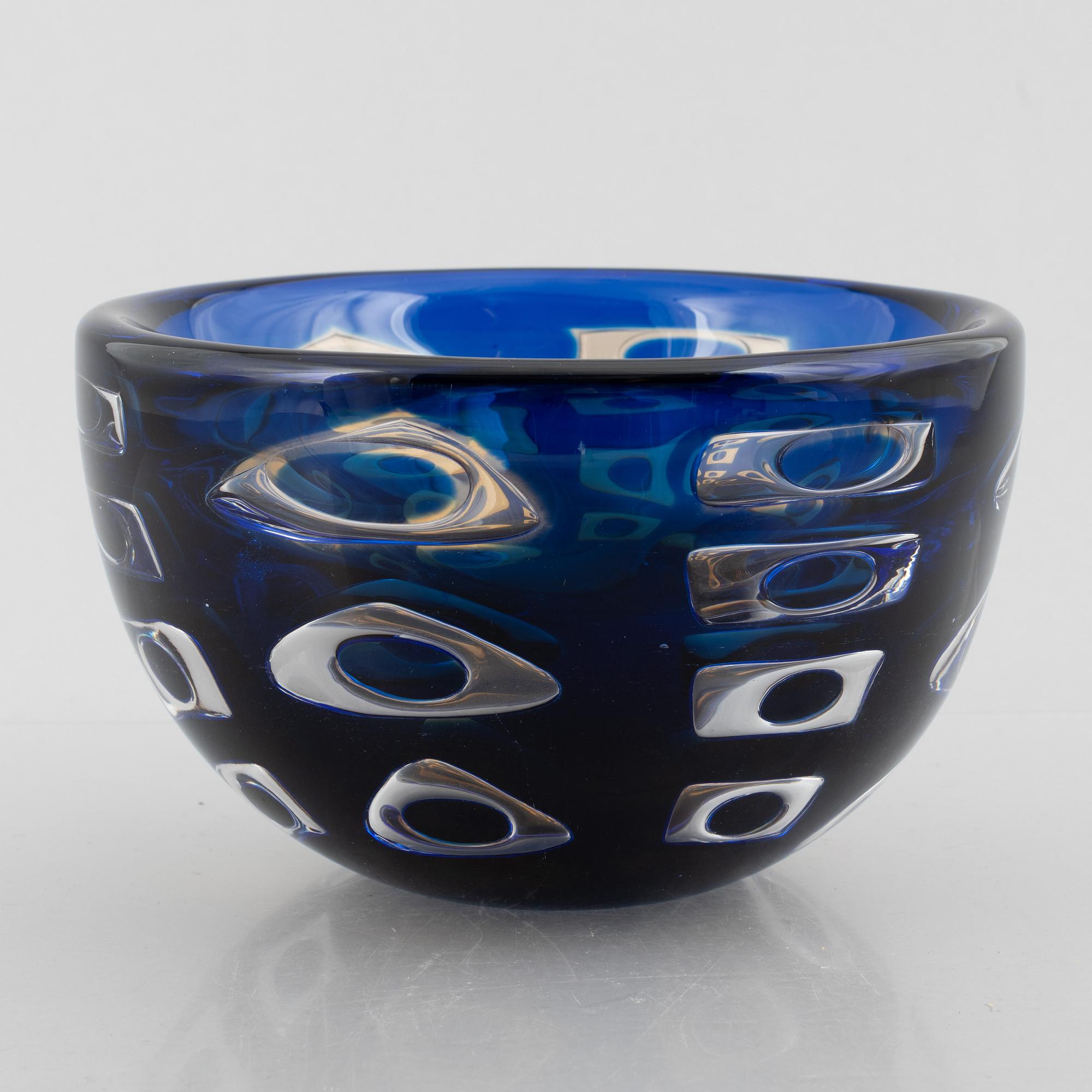 Ingeborg Lundin, skål, glas, ariel, Orrefors 1977.