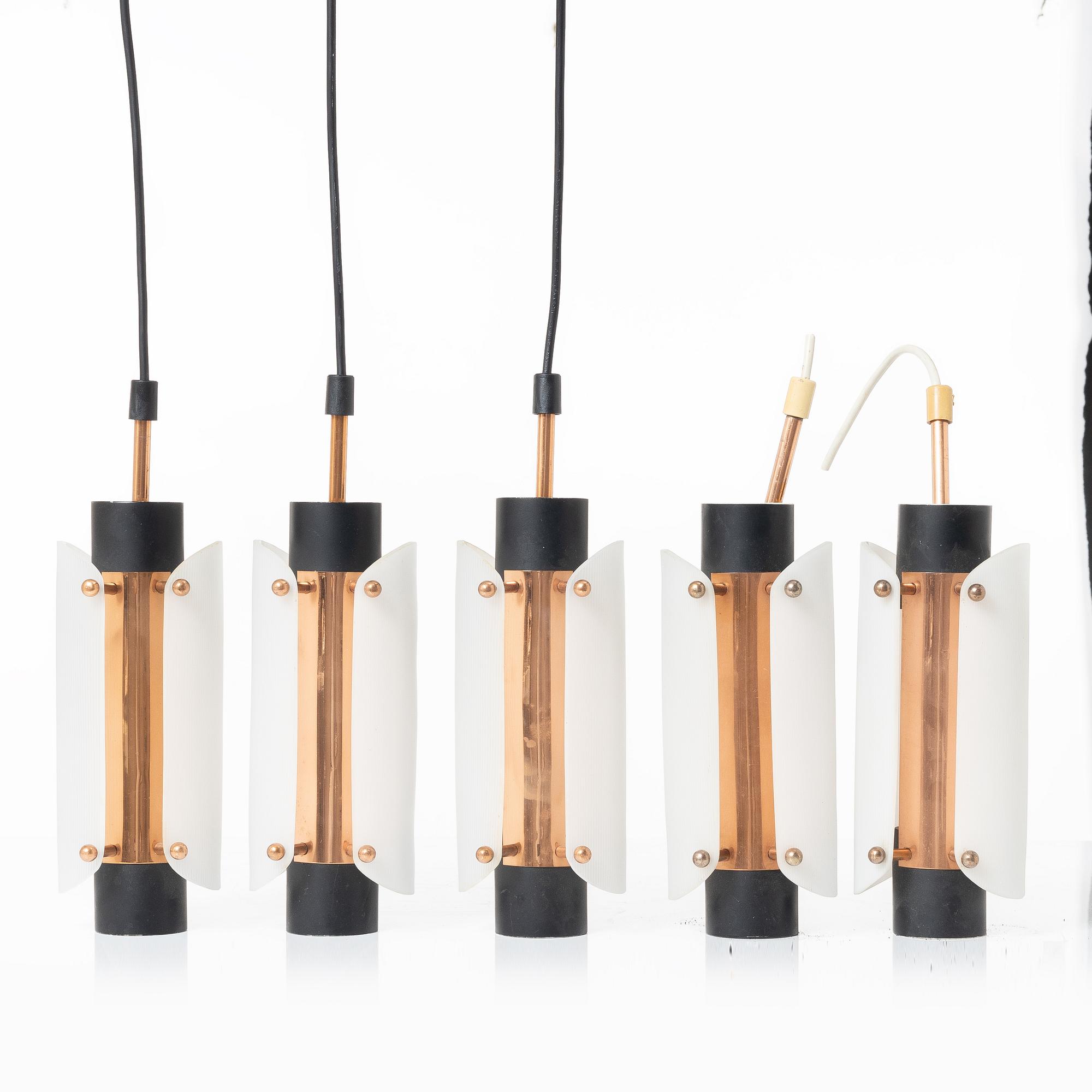 A set of five ceiling lamps, second half of the 20th Century.