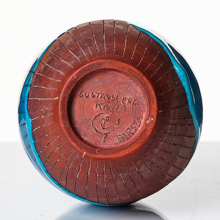 Wilhelm Kåge, a 'Farsta' partly glazed stoneware vase, Gustavsberg, Sweden 1940.