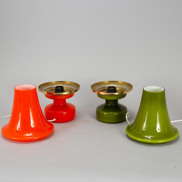 HANS-AGNE JAKOBSSON, a pair of glass table lamps, Markaryd, second half of the 20th century.