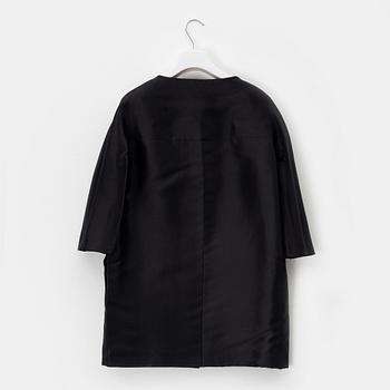 Balenciaga, a black silk dress/coat, size 36.