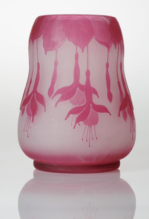 A Karl Lindeberg Art Nouveau cameo glass vase, Kosta.