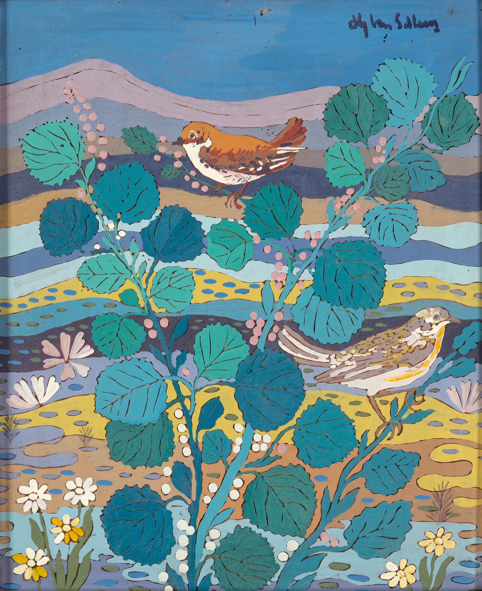 ALY BEN SALEM, mixed media on glass, signed.