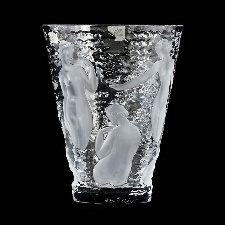 VAS, glas, "Ondines", Lalique, sign. "Lalique R France.".