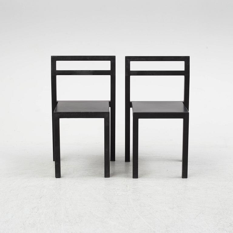 BORIS BERLIN/POUL CHRISTIANSEN, a 'Non' table with two chairs by Komplot design for Källmo.