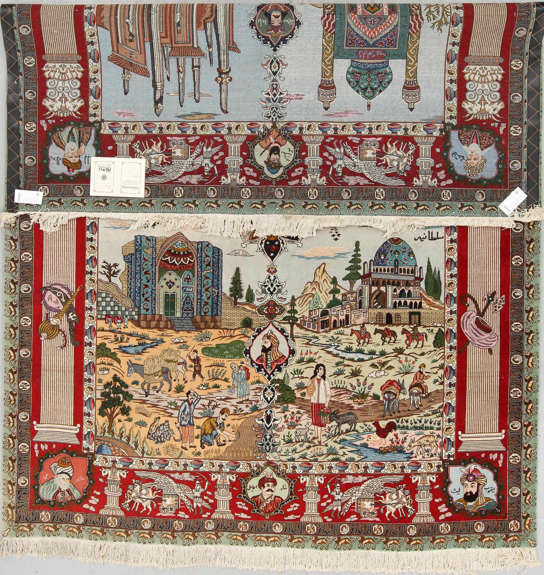 MATTA, orientalisk, figural, "De fyra årstiderna", 1900-talets slut, ca 294x207.