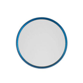 463. An Otto Schulz blue artificial leather wall mirror, Boet, Gothenburg 1940's-50's.