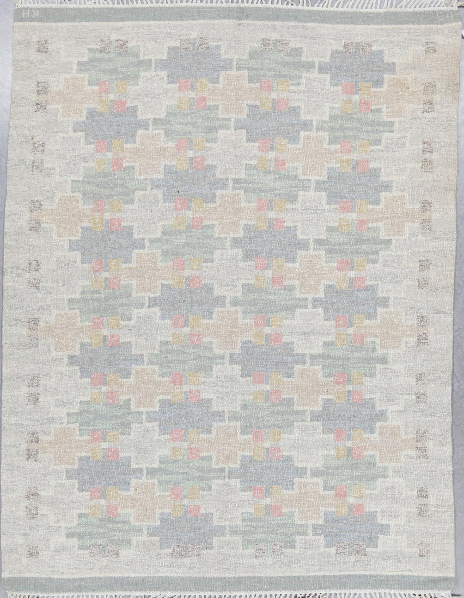 MATTA, rölakan, signerad MS KH (Maj Svanström, Klockargårdens Hemslöjd). Ca 230 x 175,5 cm.