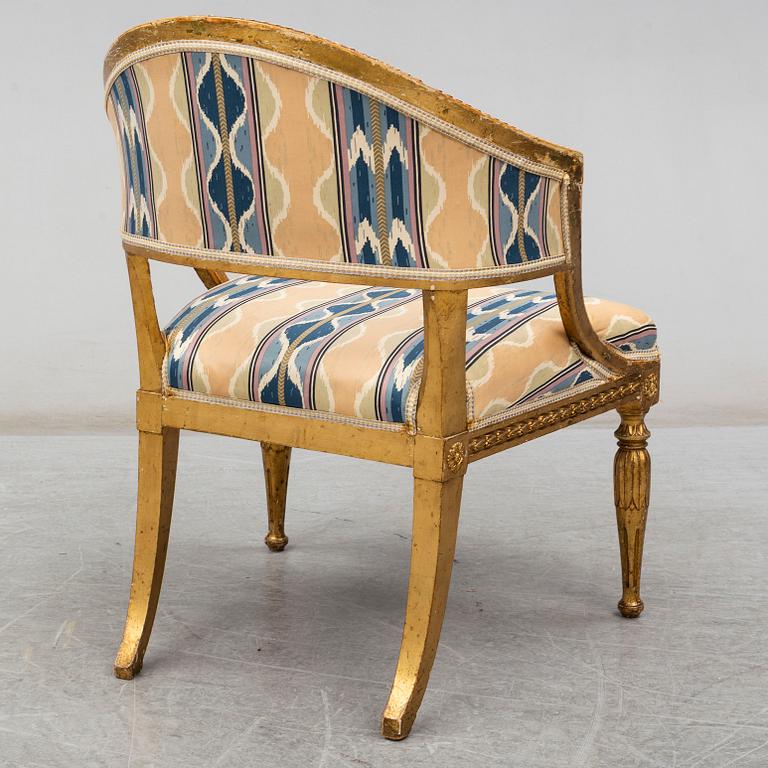 A late Gustavian armchair, circa 1800.