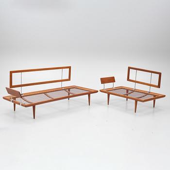 Peter Hvidt & Orla Mølgaard Nielsen, a corner sofa with table, three pieces, 'Minerva', France & Daverkosen, Denmark, 1950s/1960s.