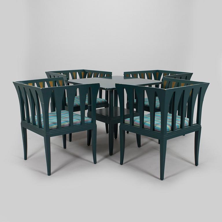 Eliel Saarinen, istuinryhmä, 5 osaa, "Blue suite" Adelta, Finland 1980-luku.