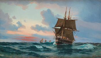 536. Vilhelm Victor Bille, Ships at dawn.